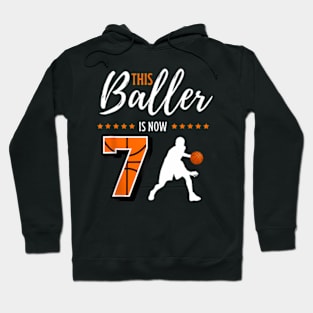 This Baller Is Now 7 7 Years Old Boys Basketball Hoodie